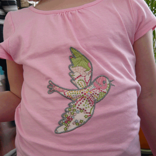 tee-shirt appliqué oiseau Liberty